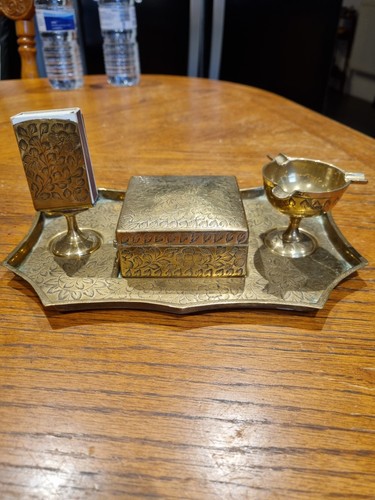 Vintage brass desk - desk, cigarette