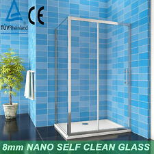 Shower Enclosure Walk In Sliding Door Cubicle Side Panel and Tray 8mm NANO Glass