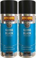 Gloss Black Hycote Aerosol Spray Paint Auto Car Multi-Purpose 400ML x2