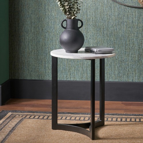 White marble side table - white,