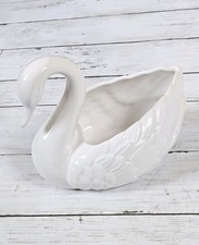 Vintage White Ceramic Swan