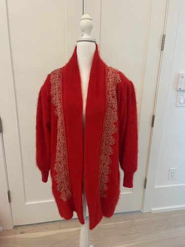 Vintage red angora sweater - angora,