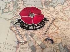 Lest We Forget Red Poppy Grille Car Badge British Legion ALUM CUT TO SHAPE