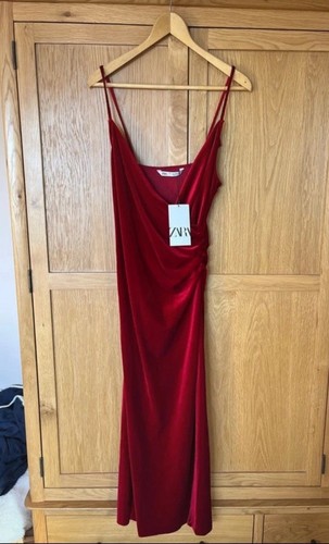 Zara red velvet wrap dress - velvet,