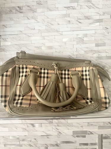 Burberry beige plaid satchel - burberry,