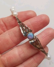 Sterling Silver REAL Pearl And Opal Bracelet R5M