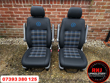 VW Transporter T5 T5.1 T6 Blue Tartan Upholstered Seats Captain Driver Passenger