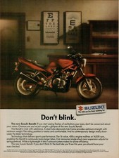 1991 Suzuki Bandit Red 400cc Motorcycle See Flashes Don't Blink Vintage Print Ad