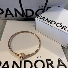 Pandora Rose Gold Bangle. Snowflake Limited Edition New 21cm