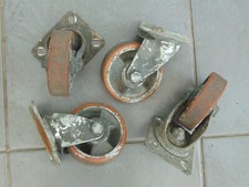 SET 4 ANTIQUE VINTAGE HEAVY DUTY INDUSTRIAL FURNITURE TROLLEY CASTERS WHEELS