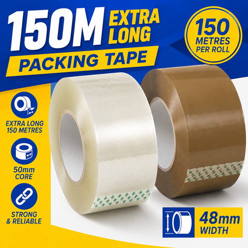 150m clear brown tape - tape, 48mm