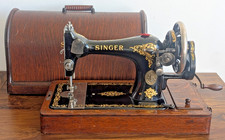 Antique Singer 128K Sewing Machine & Case - 1912 - F3308161 Cast Iron Hand Crank