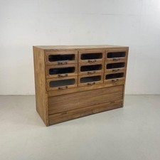 VINTAGE INDUSTRIAL 9 DRAWER HABERDASHERY TAMBOUR CABINET CHEST SHOP DISPLAY#4681