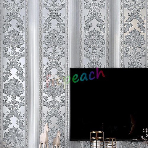 Luxury silver grey damask - grey,