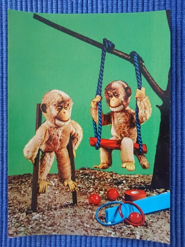 Old postcard monkeys on - old,