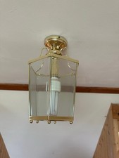 2 X Pair VINTAGE BHS ceiling light fittings light gold glass Immaculate