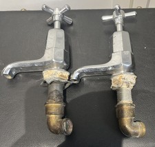 ART DECO PILLAR BATH TAPS CHROME BATHROOM TAPS RECLAIMED - MADE by EWW in 1947