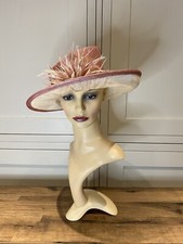 HOUSE OF FRASER PINK CREAM FLOWER WEDDING HAT MOTHER BRIDE RACES OCCASION FORMAL