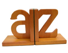 Vintage A to Z Bookends Wooden