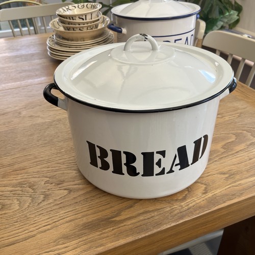 Bread bin large - round, white