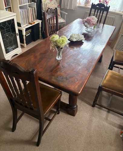 Antique dark oak dining - dark, table