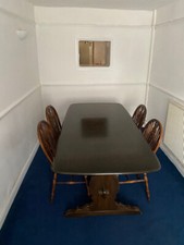 Large Ercol Dark Elm Refectory - Kitchen - Dining Room Table