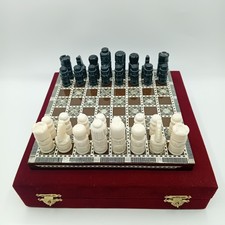 Vintage Hand Carved Chess Set