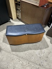 Vintage Lloyd Loom Style Ottoman Blanket Box With Padded Lid Good Condition