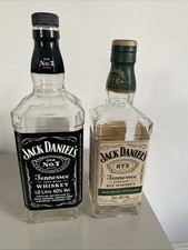 Jack Daniels 1L Old No7 EMPTY + Jack Daniels 70CL Tennessee Rye EMPTY BOTTLES