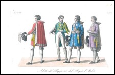 1814 Antique Print ABITI DEL PAGGIO REGNE D'ITALIA Costume Pages ITALY (IC101)