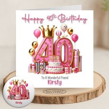 40th Birthday Card Daughter Granddaughter Sister Female Pink Badge Money Wallet