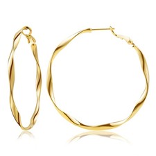 24K Gold Hoop Earrings for