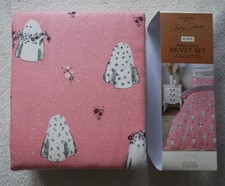 100% Brushed Cotton Reversible Duvet Bed Set Cute Hippie Girl Ghost Ditsy Floral