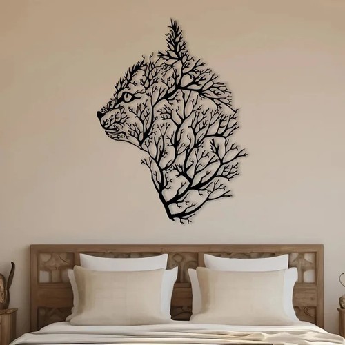 Cat tree metal wall art - cat,