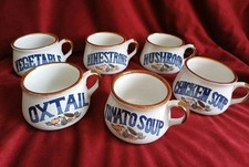 70's Soup Themed Mugs by Stone Age Vintage Cups /Bowls/Mugs Set of 6 RETRO Unbox