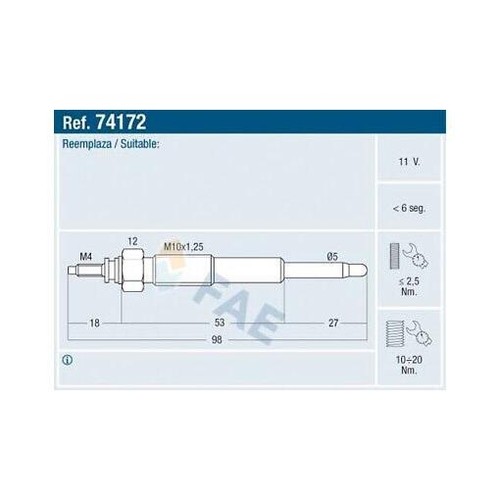 Fae 74172 glow plug - 74172,