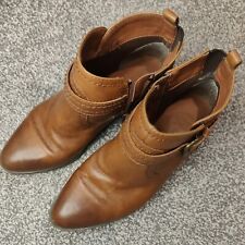 Brown Leather Ladies Cowboy Style Boots Size 4 UK INDIGO COLLECTION