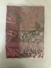 Shawl, Wrap, Scarf. 100% Pashmina Cashmere. Soft Pink/Pale Grey Fringe, New