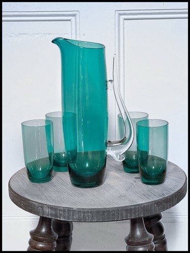 Hand blown teal krosno - blown,