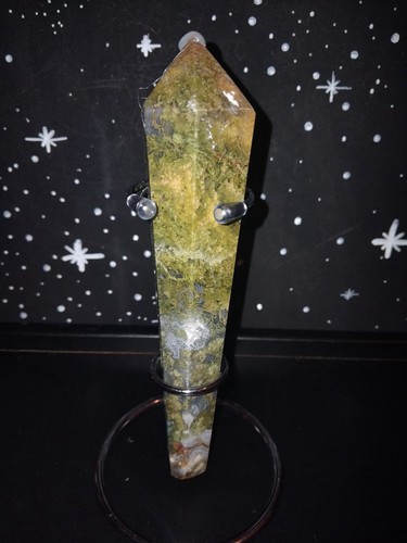 17cm moss agate crystal wand - crystal,