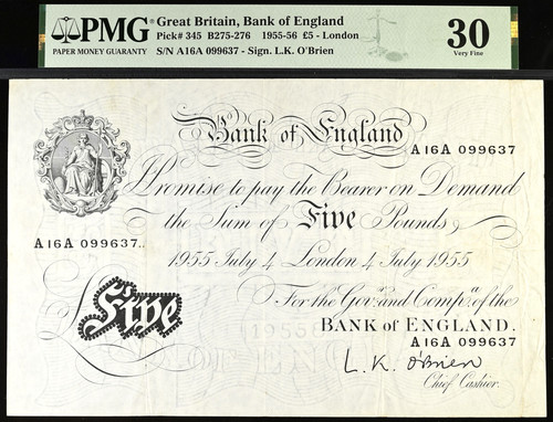 White five pound note - five,