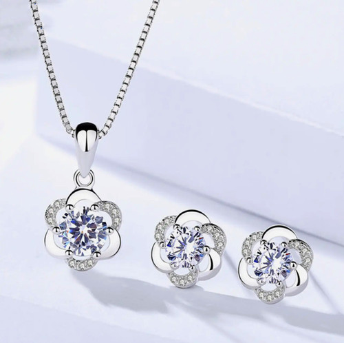 Crystal swirl necklace - crystal, 925
