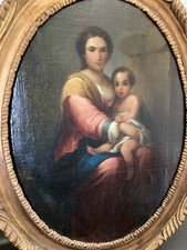 1750 Old Master oil painting. Madonna and Child after Murillo