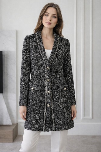 Mango tweed jacket black - xs,