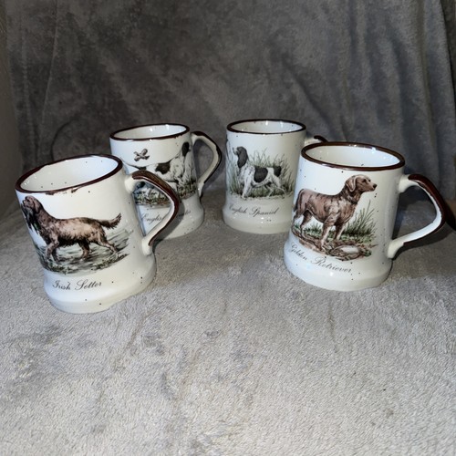 Vtg hunting dogs mugs speckled - mugs,