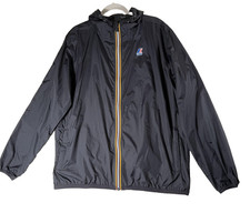 K-Way Jacket Mens XL Black Le Vrai 3.0 Claude Hooded Windbreaker Rain Nylon