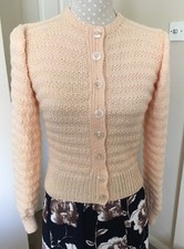 Hand Knitted Lady's 1940s 1950s Vintage Style Cardigan - 34” Toy