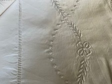 FANTASTIC EMBROIDERED FRENCH WHITE METIS/LINEN SHEET 230 X 290