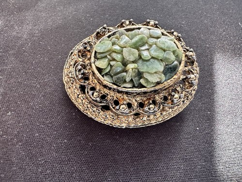 Hollywood jade brooch - ,
