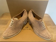 Ladies UK Size 3 (EU 36) Paul Smith Dusky Pink Suede Brogue Heeled All Leather